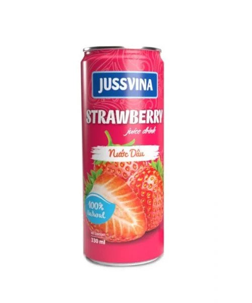 Jussvina Strawberry Juice Drink (330ml Can) | 100% Natural Sweet