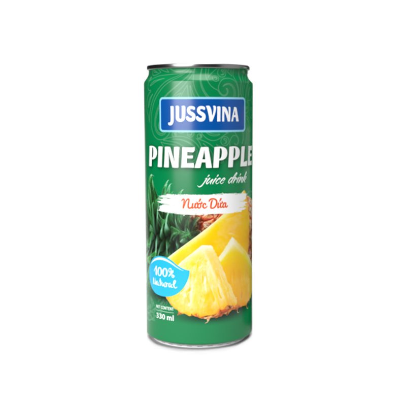 Jussvina Pineapple Juice Drink (330ml Can) | 100% Natural Tangy 