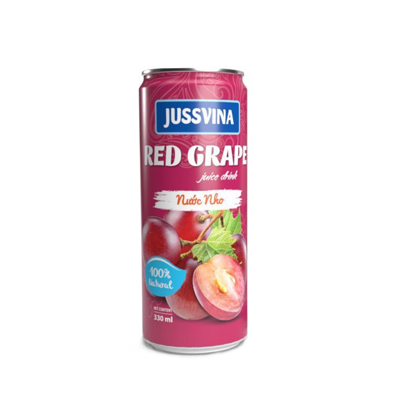 Jussvina Red Grape Juice Drink (330ml Can) | 100% Natural Rich