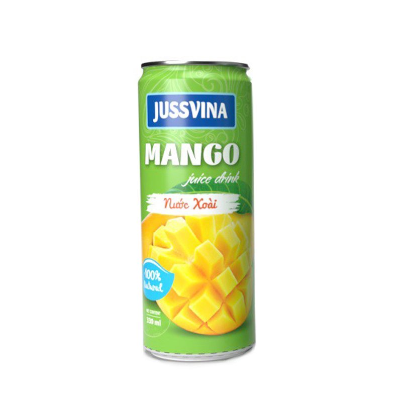 Jussvina Mango Juice Drink (330ml Can) | 100% Natural Alphonso-S